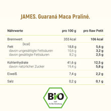 Lade das Bild in den Galerie-Viewer, JAMES. Guaraná Maca Praliné. In Rohkostqualität.